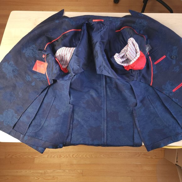 ISAIA Men's Navy Floral Double Breasted Blazer 42R - Picture 5 of 15